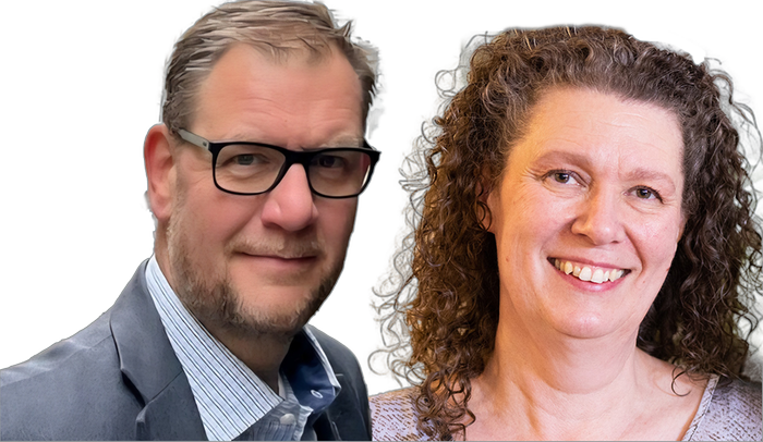 Porträtt av Mattias Olsson och Eva Westergen i ett montage